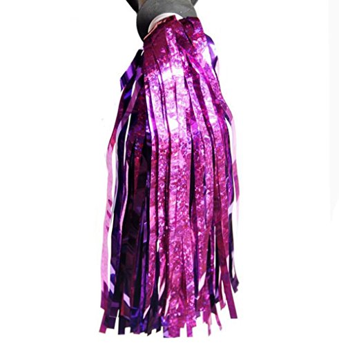 TOPWEL 1 PAIR Kids Bike Scooter Handlebar Streamers Sparkle Pom Pom Tassels Children Scooter Bicycle Grips Ribbon Baby Carrier Accessories Easy Attachment to Bike's Handlebars (Purple)