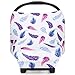 Nursing Cover, Car Seat Canopy for Babies, Infant Breastfeeding Scarf - High Chair, Stroller, Baby Carrier Cover for Girls, Soft, Stretchy, Shower Gifts, Step 1 Kids (Pink, Blue Feathers)