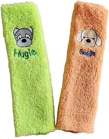 2 Pcs. Hugie and Goldie Carseat Strap Cover Pad for Babies, Seatbelt Plush Neck Pads Protector for Kids