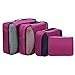 Homdox 4 Piece Set Packing Cubes with Laundry Bag (Honeycomb Fabric Rose Red)