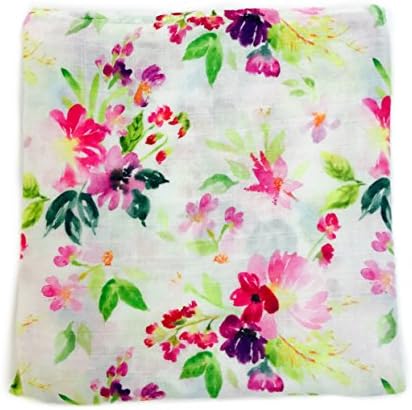Little Luvies Digitally Printed Luxury Swaddle Blanket (Paint me Pretty) | Watercolor Floral Baby Swaddle Wrap and Receiving Blanket | Ultra Soft Bamboo Baby Swaddle Blanket | Best Baby Gift Girl