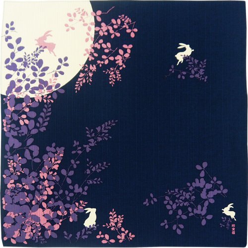 HAMAMONYO Furoshiki Wrap Cloth Dream of Moonlight Blue 50 x 50 cm (19.7''x 19.7'') Giving