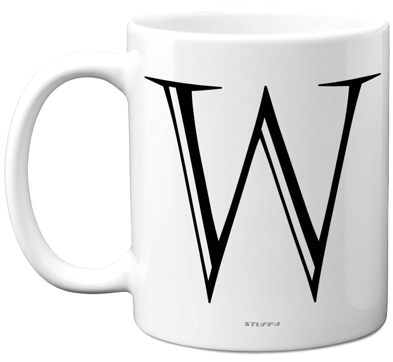 Stuff4 Personalised Alphabet Initial Mug - Letter W Mug, Gifts for Him Her, Fathers Day, Mothers Day, Birthday Gift, 11oz Ceramic Dishwasher Safe Anniversary, Valentines, Christmas, Retirement