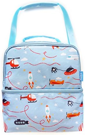 Rejea Thermal Insulated Lunch Tote Unisex Cooler Bag, Waterproof with Shoulder Strap &amp; Pocket, for Kids Teens Toddles Baby Breast Milk Bottle School Picnic, for Diet Management (Dual layers,Blue)