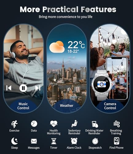 LIGE Reloj Inteligente Hombre con Llamada Bluetooth,1,43''Amoled/3 Correas | Smartwatch Hombre con IP68 Impermeable, 110+Modos Deportivos/Pulsómetro/Sueño Pulsera Actividad Android iOS