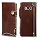 Galaxy S8 Plus Wallet Leather Case, Genuine Cowhide Handmade Protective Vintage Flip Folio Cover with Snap Magnetic Closure and Hand Strap for Samsung Galaxy S8 Plus - Dark Brown