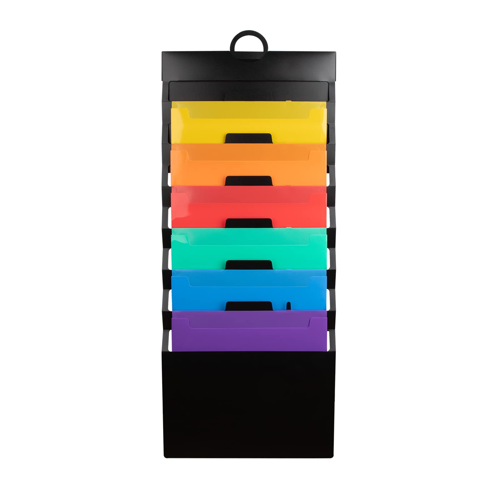 Hanging File Organizer, 6 Colored Magazine Storage Pockets Chart, Letter-Sized Cascading Wall Organizer Holder for Teacher, Office, Classroom, School Organisation