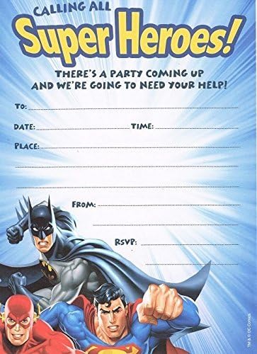 Amazon Com Justice League Batman Superman Flash Pack Of 10 Party Invitations Toys Games