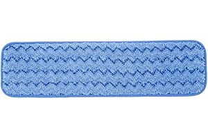 Rubbermaid Commercial Products HYGEN Microfiber Room Mop Pad, 18-Inch, Blue, Single-Sided, Damp Mop Head for Heavy-Duty Cleaning on Hardwood/Tile/Laminated Floors in Kitchen/Lobby/Office, Pack of 12