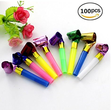 BAIVYLE Party Blowers for Kids ,100 Pcs Multicolor Musical Blowouts, Birthday Party Favors, New Years Party Noisemakers ,Party Blowouts Whistles, Party Blowouts, Fun Party Favor