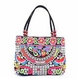 Vintage Embroidery Boho Womens Handbag Mandala Flower Embroidered Totes Travel Beach Bag