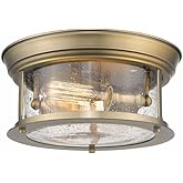 Z-Lite 2 Light Flush Mount 727F10-HBR, Clear Seedy, 2 Light - 11" Round