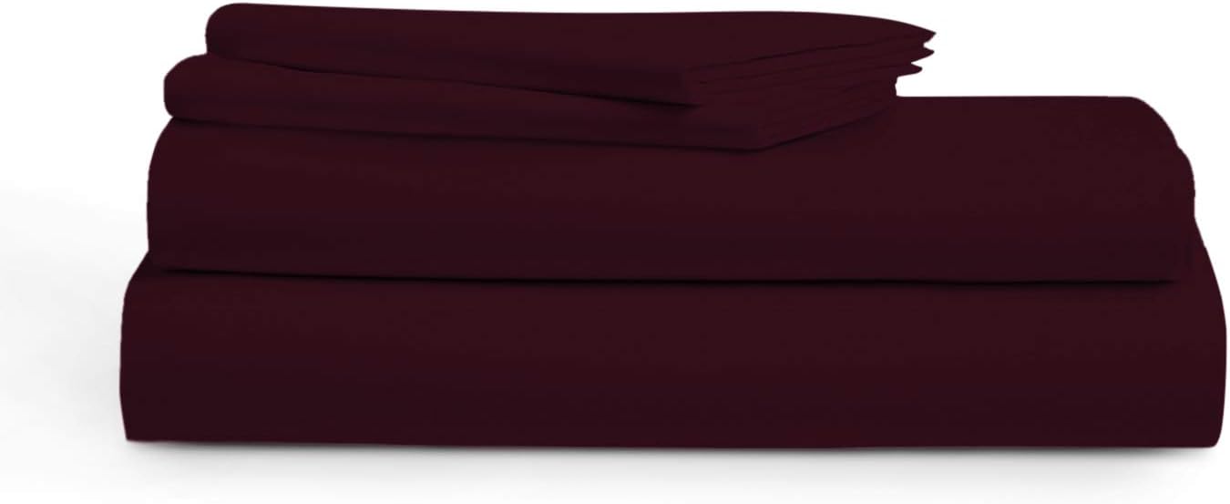 AUDLEY HOME 800 Thread Count 100% Egyptian Cotton, 4 Piece Bedsheet Set, 18” Deep Pockets, Smooth & Soft Sateen Weave, 5 Star Hotel Quality (Burgundy, Full)