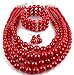 Shineland Elegant Multilayers Simulated Pearl Strand Cluster Collar Bib Choker Costume Jewelry Sets