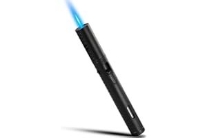 Futlidys Butane Lighter, 7.0 inch Pen Torch Lighter with Flame Locking and Safety Protection Function, Adjustable & Refillable Windproof Gas Stick Lighter. Black(Sold Without Gas)