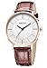 Kezzi Men's Minimalist Quartz Watch with Ultra-Thin Rose Gold and Calf Brown Leather k738