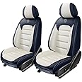 2 Seat Covers for Toyota FJ Cruiser 2007-2014,Premium Nappa Leather Car Seat Covers Car Seat Cushions,Waterproof Soft Seat Covers for Cars,Interior Accessories Airbag Compatible（Standard-Blue&White）