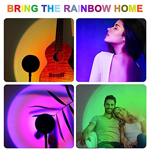 Sunset Lamp, Sunset Night Light Rainbow Projector 10W 360° 16 Color Changing 4 Modes, Romantic Visual Ambient for Room, Vlog, Photography, Decorative, Party Decor, Gift for Women, USB Charging