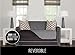 Sofa Shield Armchair Slip Cover with Patented Strap, Cushion Protector, US Designed Reversible Stain and Dog Tear Resistant Slipcover, 48 inch Seat, Washable Covers for Dogs Pets, Black Gray