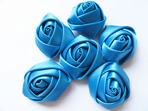 YYCRAFT Pack Of 30 Satin 4d Rose 1.75" Craft Wedding Bride-Turquoise