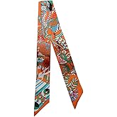 JERLA 100% Mulberry silk Scarf Head Hair Ribbon Handbag Handle wrap Tie Bundle Neckerchief Scarf for women