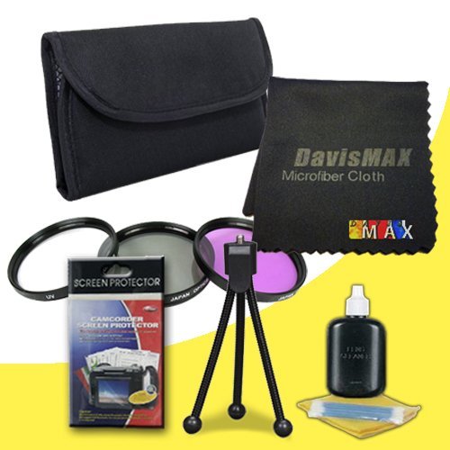 58mm 3 Piece Filter Kit for Canon EOS Rebel SL1 with Canon 70-300mm Lens + DavisMAX Fibercloth Deluxe Filter Bundle