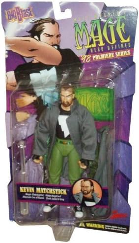 Big Blast Matt Wegner's MAGE The Hero Defined '98 Premiere Series 8 Inch Tall Action Figure - Kevin Matchstick with Magic Glowing Bat, Alternate Set of Hands, Mage Magicard, Cloth Jacket and Bag