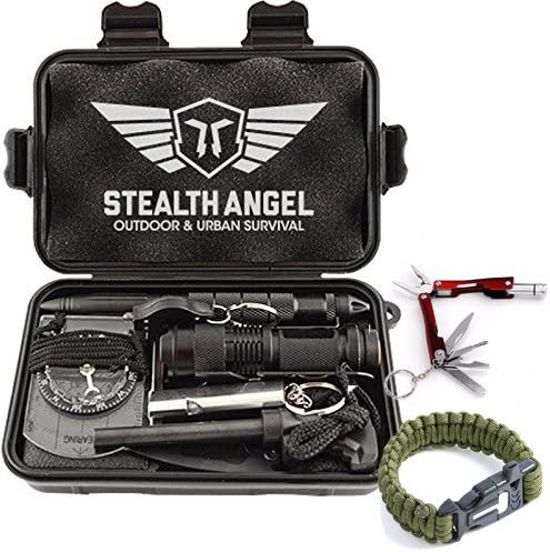 Stealth Angel Compact 2.0 10-in-1 Survival Kit with Paracord Bracelet, Multi-Purpose EDC Outdoor Emergency Tools and Everyday Carry Gear, Official Survival Kit