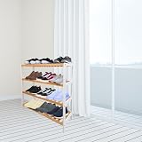 1ABOVE Bamboo Shoe Rack Plant Rack 4 Tier White Natural view 7