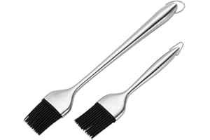 HQY 2 Pack Heavy-duty BBQ Basting Brush,12 Inch & 7 Inch-Great For BBQ Meat,Cakes And Pastries