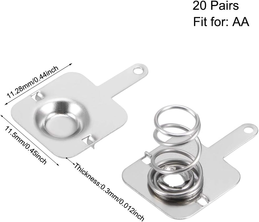 sourcing map 20 works AA Battery Positive Negative Conversion Spring Contact Nickeling Plate 11.28mmx11.5mm - Image 3