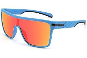 Karsaer Flat Top TR90 Polarized Sports Mens-Sunglasses Vintage Square Cycling Running Fishing Golf Hiking Sports Glasses