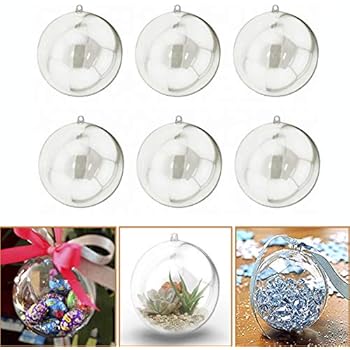 Adorox (60mm;12 Ornaments Clear Plastic Fillable Ornaments Christmas Favor Candy Party Decor Spheres