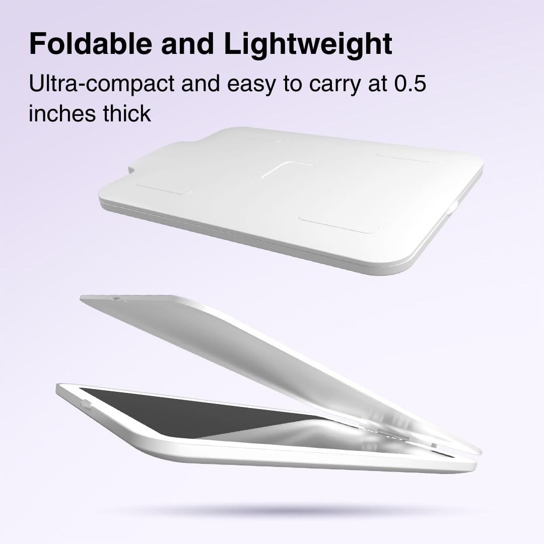 Fancii Rechargeable Travel Makeup Mirror with Bright LED Lights and 3 Color Modes - Ultra Thin, Portable and Lightweight, Touch Dimming, Compact Folding Mirror, Lighted Vanity Mirror, Nora Mini