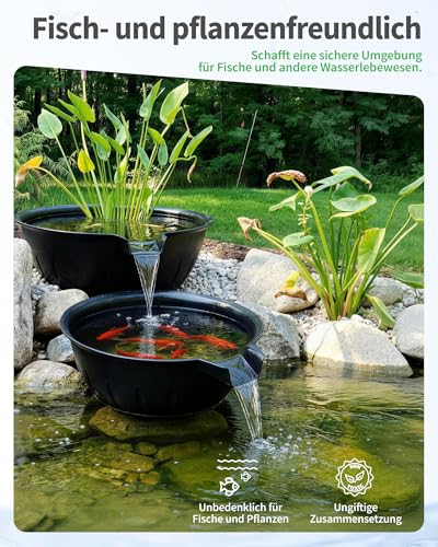 POPOSOAP Pond and Weir Cuvée Kit Fountain with Pond Pump 2500 L/h for Waterfalls, Water Plane DIY Indoor/Outdoor Garden