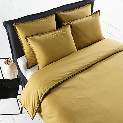 La Redoute Linostole Pre-Washed Percale Duvet Cover Yellow Size Superking (260 X 240Cm)
