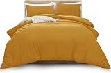 MOONLIGHT20015 King Duvet Cover Set Ochre Solid Microfiber 2 Pillowcases