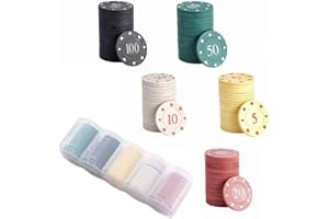 DKAOVH Poker Chips,Denomination Poker Chips Set with Storage Box,Poker Chips with Denominations(100PCS)