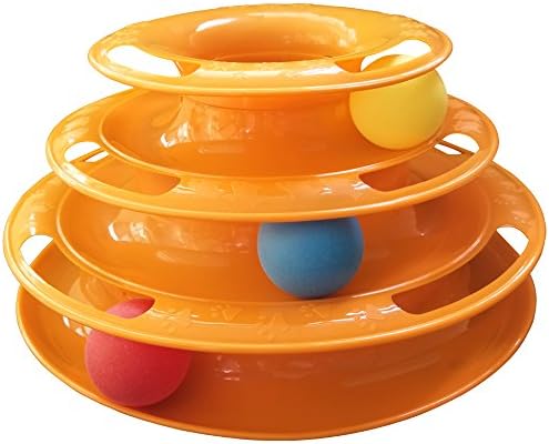 Interactive Cat Ball Toy|3-Level Tower of Tracks Ball Cat/Ktitten Toy|Endless Fun Mental Physical Exercise Puzzle Cat Toy |IQ Treat for Cats|Pets Kitty Tower Toy with Quality Material