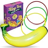 Inflatable Banana Ring Toss Bachelorette Party Games - Bridal Shower Game, Decorations and Supplies for Engagement Parties, Girls Night Out & Bride To Be Favors - 26" Banana with 3 Rings for Tossing
