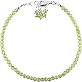 QNAVIC Natural Gemstone Micro Beads Dainty Bangle Bracelet, Handmade Birthstone Jewelry, Healing Chakra Crystals, Silver Plated 8 inch, Birthday Gift for Women