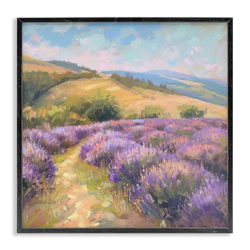 Stupell Industries Lavender Field Hills Black Framed Giclee Art design by LSR C…