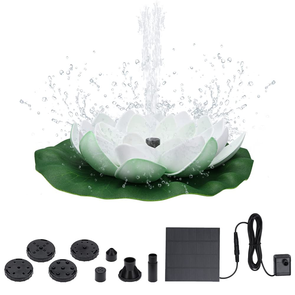 Skystuff Solar Water Pump, 1.2W Lotus Solar Fountain Pump with 5 Nozzles, Garden Pond Pump for Water Feature, Fountain, Pool, Bird Bath, Garden