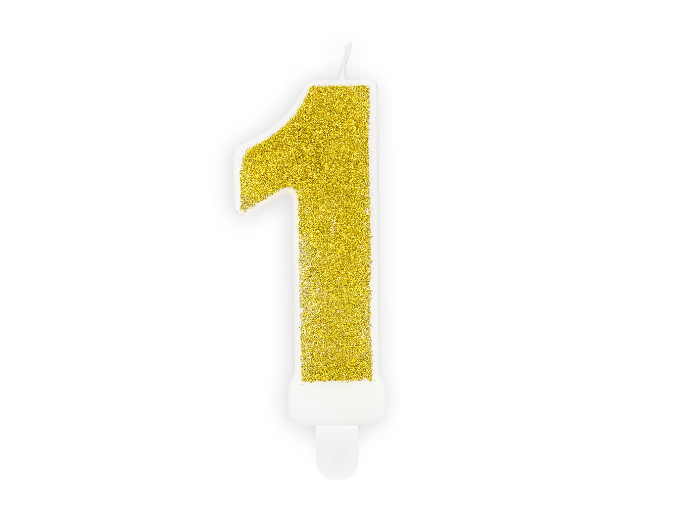 PartyDeco Cake Candle Number 1 One with Glitter Gold Birthday Child Adult