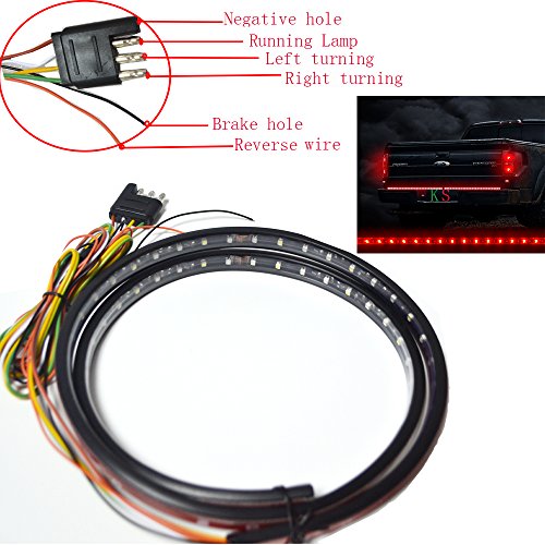 New 49" Auto Tailgate LED Light Bar Red Yellow White Reverse Stop Running Brake Turn Signal 48Red 48pcYellow &24pcs white LED,2 Year Limited Warranty