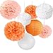 SUNBEAUTY Pack of 8 3 Colors Tissue Paper Flowers Tissue Paper Pom Poms, Wedding Decor, Pom Poms Flowers, Paper Lantern, Pom Poms Craft,Party Decoration (Orange-1)