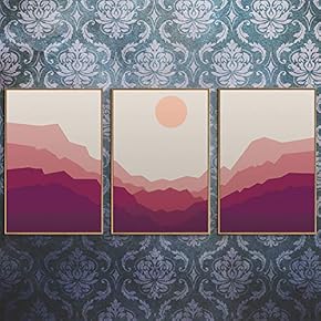 3 Piece Framed Canvas Wall Art for Living Room, Bedroom Mountain Landscape Illustration Canvas Prints for Home Decoration Ready to Hang - 16"x24"x3 Panels