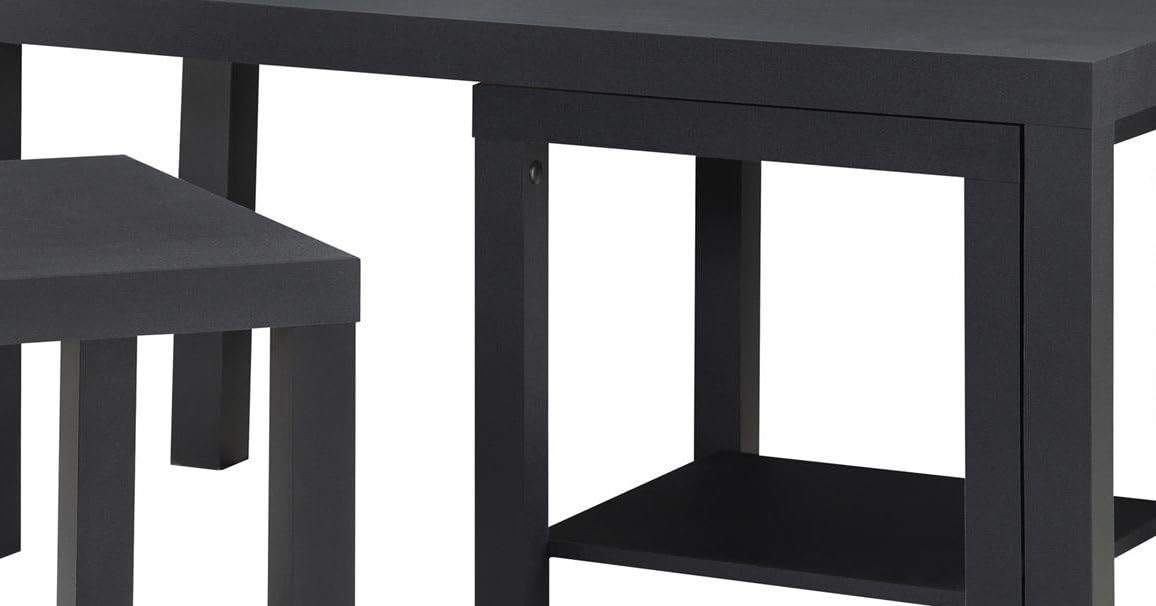 Ameriwood Home Holly Bay Coffee Table and End Table Set, Black: Furniture & Decor