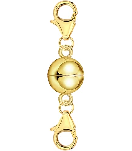 Cierre De Anillo De Resorte Chapado En Rodio Cierre Magnético 14k Oro Blanco 4.5mm - Convertidor/Extensor Para Pulseras, Collares Y Tobilleras Conector Magnético 4.5mm
