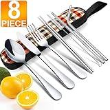 Travel Utensils, Elegant Life Reusable Utensils with Case, Portable Travel Cutlery set, 8-Piece Japan Stainless Steel Cutlery Silverware Set, Include Knife/Fork/Spoon/Straw/Brush/Chopsticks